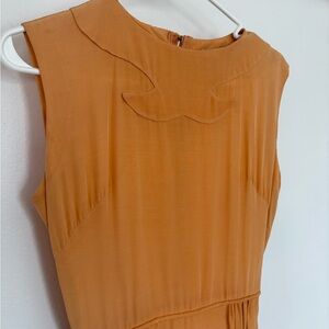 Vintage 1960s Elegant peach color  Sleeveless Dress